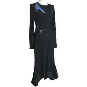 Esteban Cortazar SPRING 2015 fitted bodycon flamenco black dress blue mesh 42